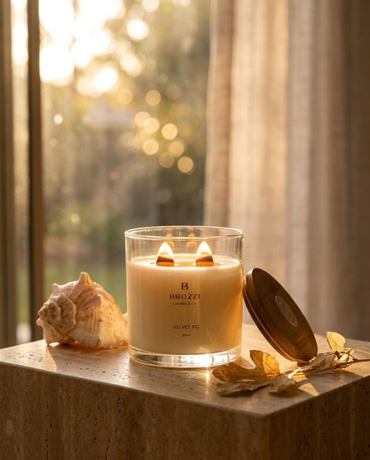 Velvet Fig Scented Candle – 380g | Wooden Wick Candle