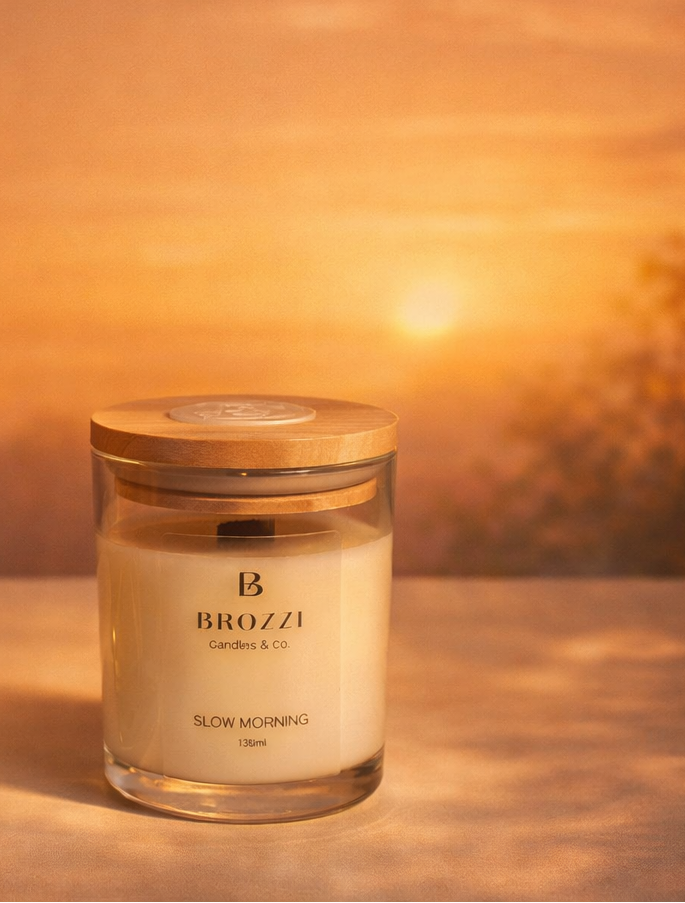Slow Morning Scented Candle – 130g | Wooden Wick Candle