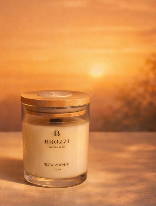 Slow Morning Scented Candle – 130g | Wooden Wick Candle